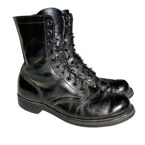 Vintage Vulcan In Boots Mens Size 10 Black Leather Lace Up Biker Utility